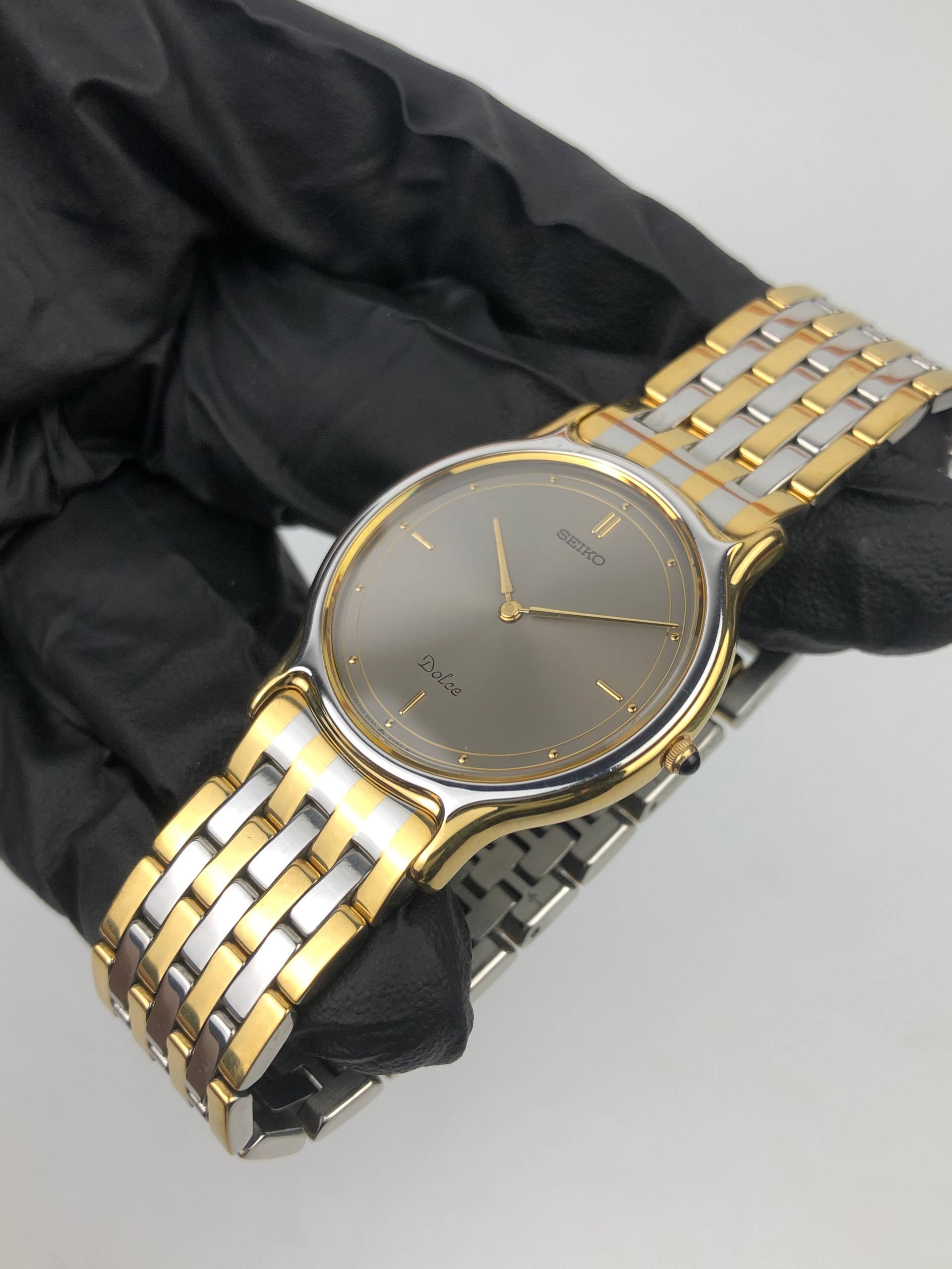 COUPLE SET SEIKO DOLCE CAL. 9530 & EXCELINE CAL. 7320 GREY SUNBURST DIAL TWO TONE - Gambar 5
