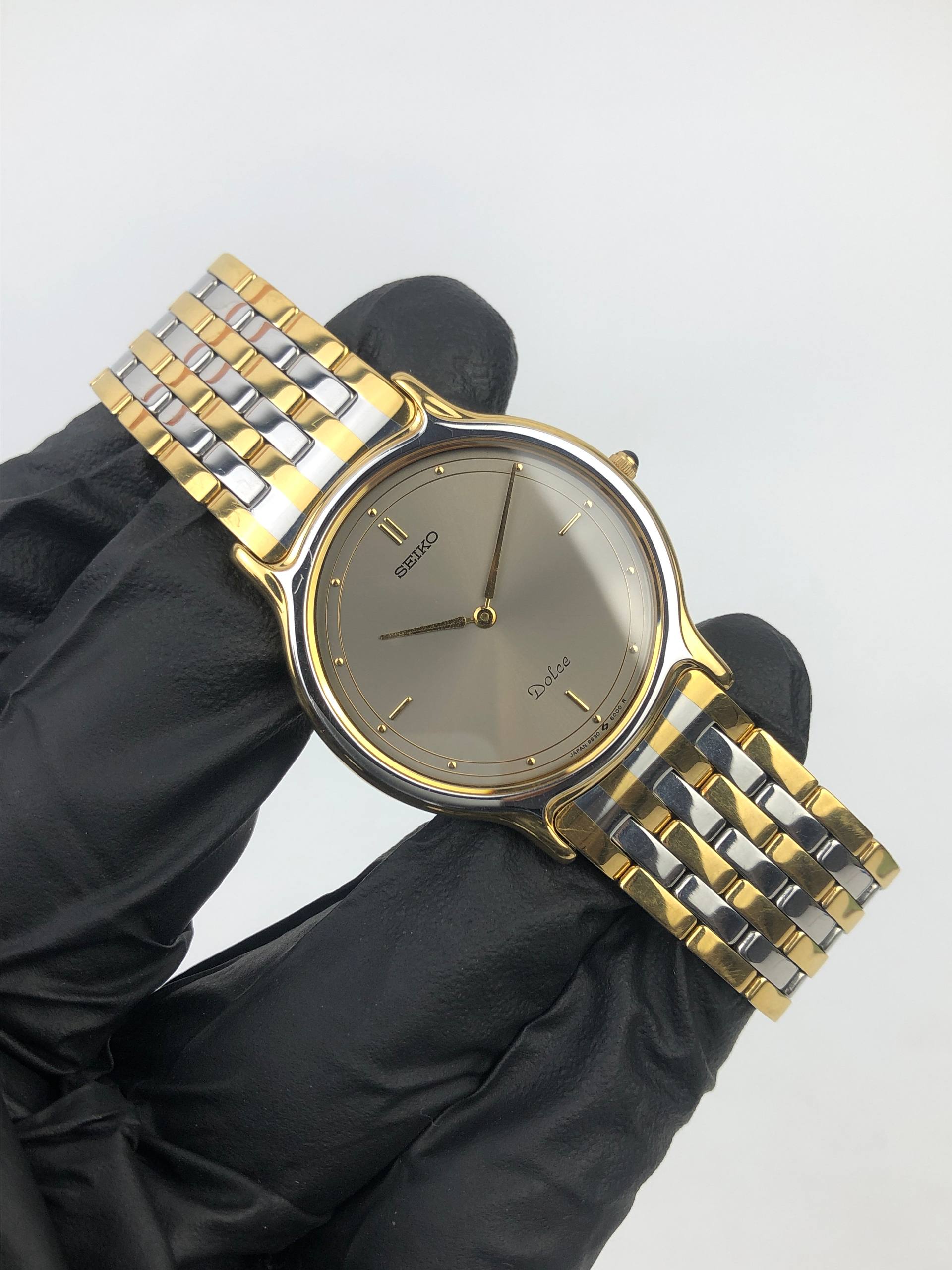 COUPLE SET SEIKO DOLCE CAL. 9530 & EXCELINE CAL. 7320 GREY SUNBURST DIAL TWO TONE - Gambar 6