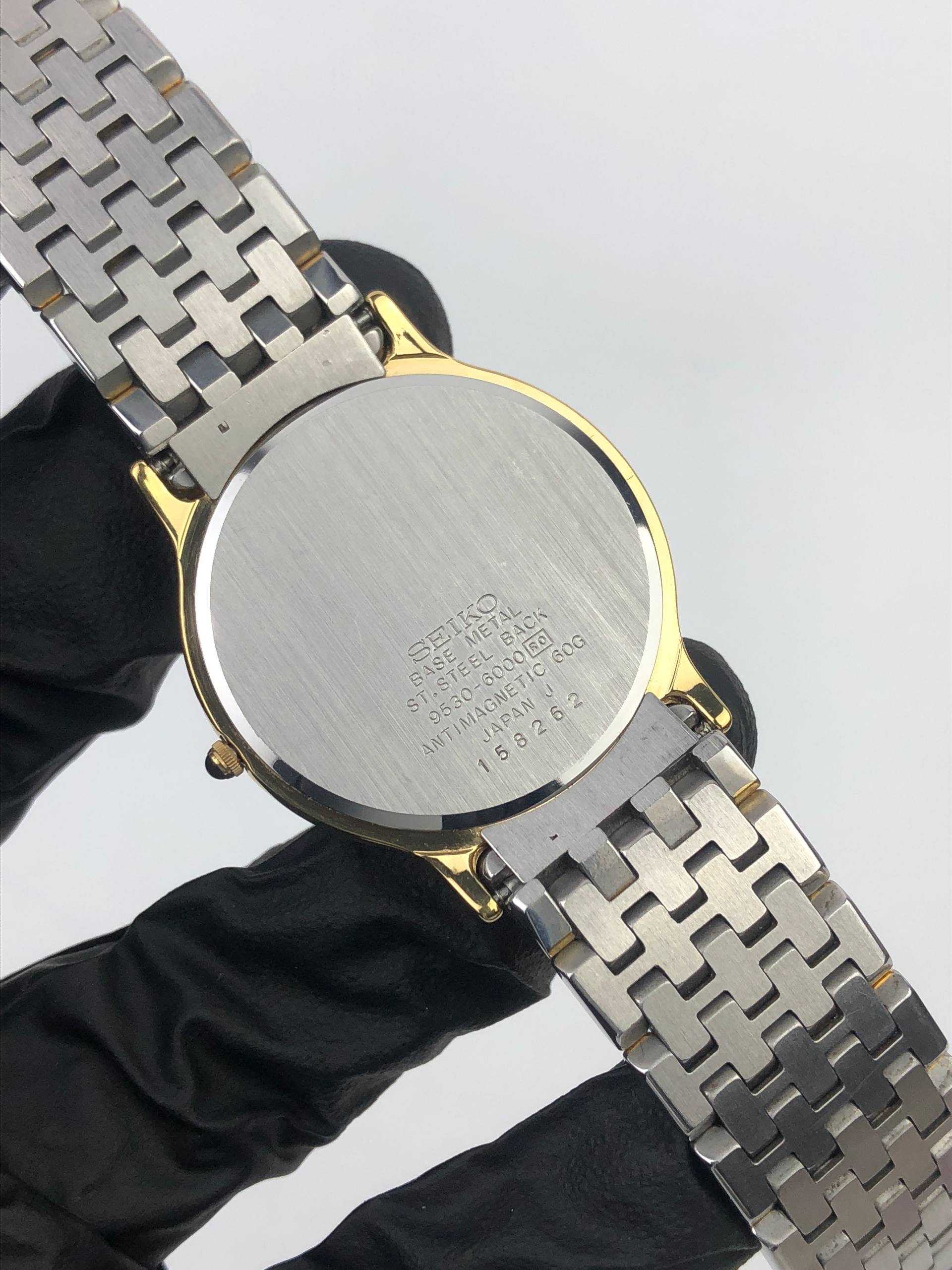 COUPLE SET SEIKO DOLCE CAL. 9530 & EXCELINE CAL. 7320 GREY SUNBURST DIAL TWO TONE - Gambar 10