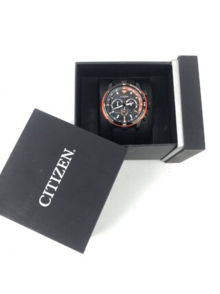 CITIZEN ECO-DRIVE CA4154-07E B612 CHRONOGRAPH BLACK ORANGE MEN’S WATCH WITH BOX