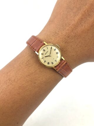 SEIKO 11-1290 GOLD LINEN DIAL ROMAN NUMERAL LADIES DRESS WATCH