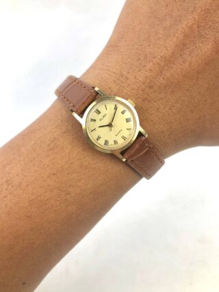 ALBA QUARTZ GOLD DIAL ROMAN NUMERAL LADIES DRESS WATCH