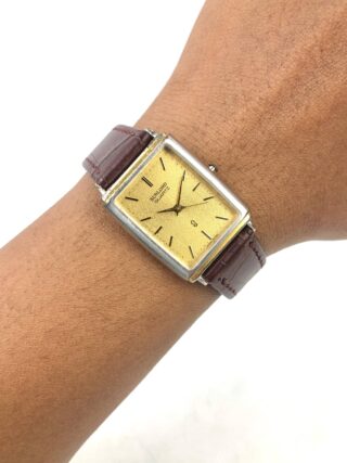 SUNLORD QUARTZ GOLD LINEN DIAL RECTANGULAR DRESS WATCH