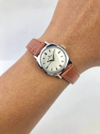 EDOX SWISS VINTAGE LADIES MANUAL WIND SILVER SUNBURST DIAL
