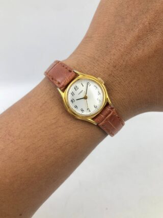CITIZEN LADIES GOLD PLATED ROUND CASE WHITE ARABIC DIAL
