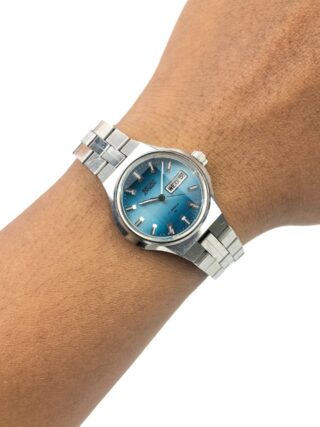 SEIKO AUTOMATIC 2206-0360 HI BEAT BLUE SUNBURST DIAL DAY DATE STAINLESS STEEL