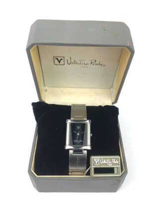 VALENTINO RUDY ITALY QUARTZ RECTANGULAR BLACK DIAL STAINLESS STEEL