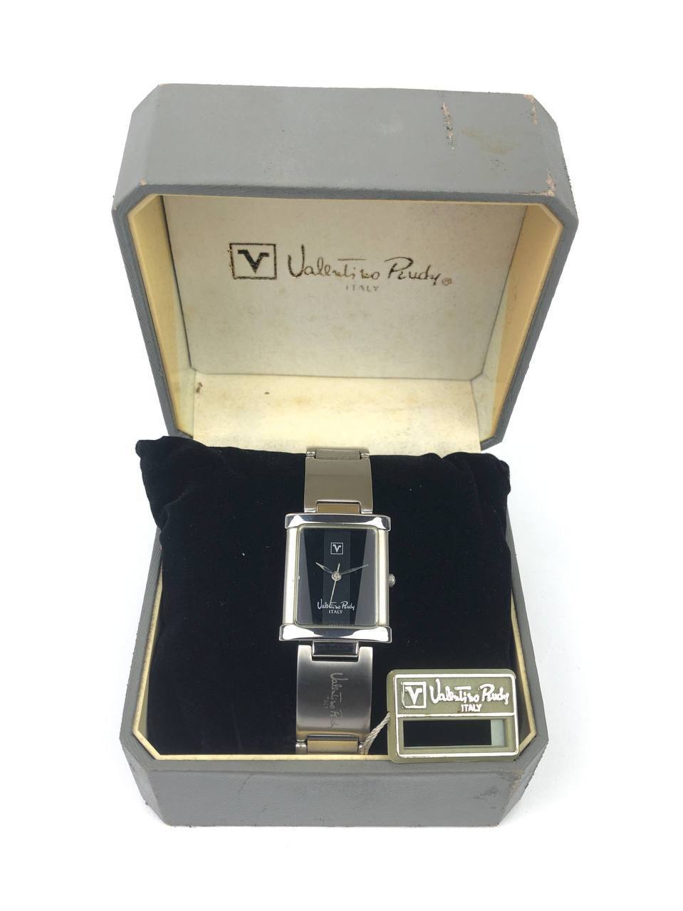 VALENTINO RUDY ITALY QUARTZ RECTANGULAR BLACK DIAL STAINLESS STEEL