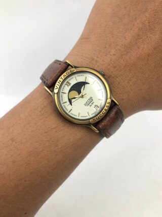 ALBA SUCCESS VINTAGE MOON PHASE QUARTZ IVORY DIAL