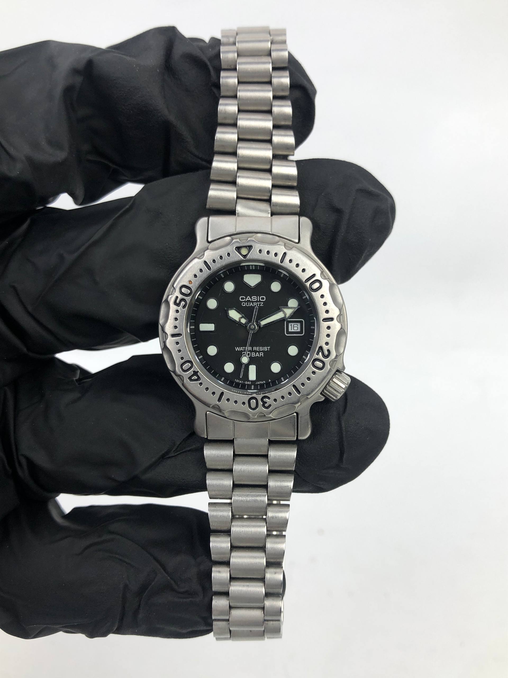 CASIO QUARTZ DIVER BLACK DIAL 200M ORIGINAL JAPAN STAINLESS STEEL WATCH - Gambar 3