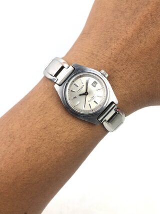 CITIZEN DATE STAR AUTOMATIC 21 JEWELS SILVER SUNBURST DIAL ORIGINAL JAPAN VINTAGE LADIES WATCH