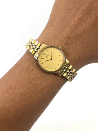 SEIKO QUARTZ LADY FLUTED BEZEL GOLD TONE CASE