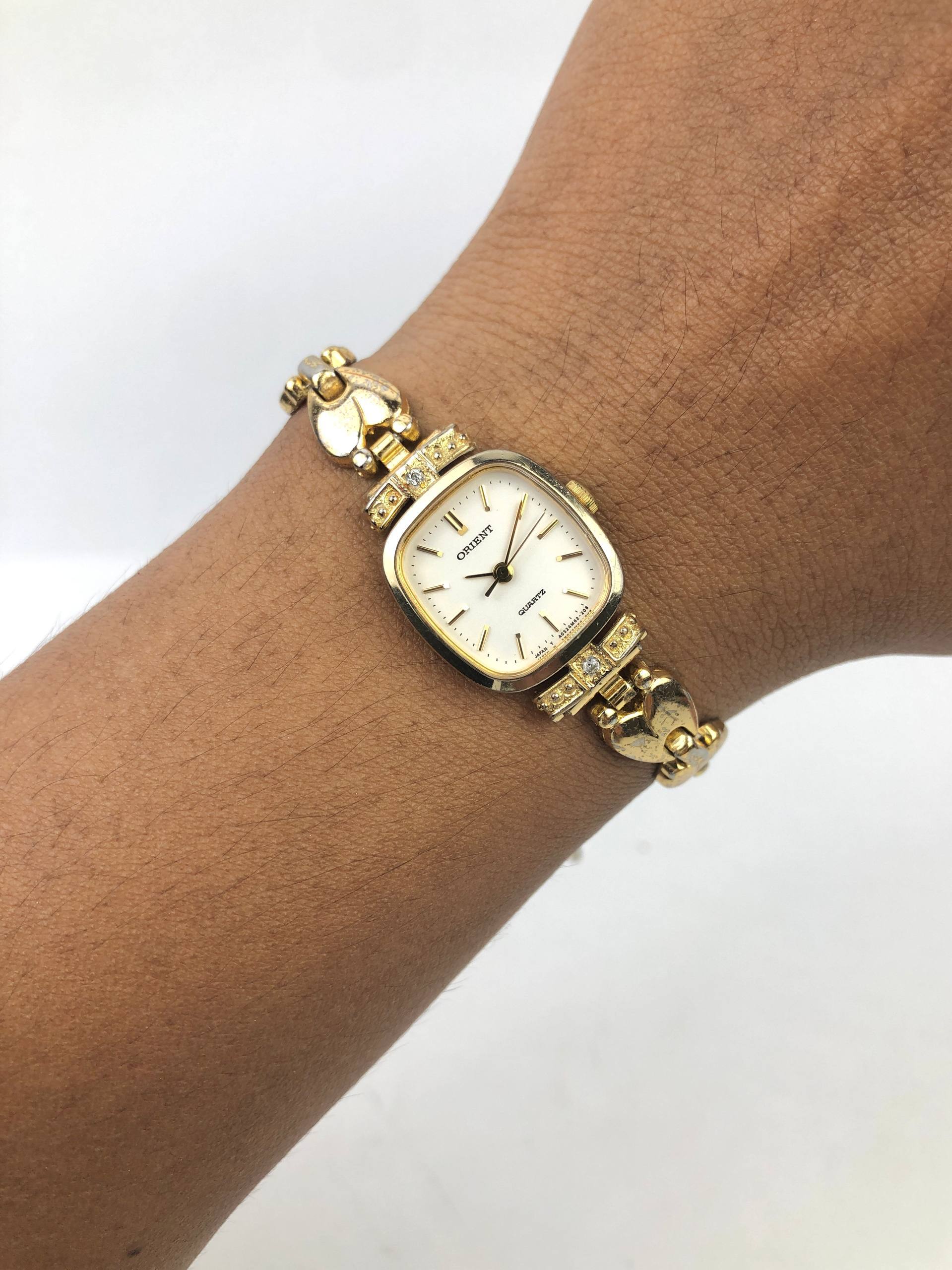 ORIENT VINTAGE QUARTZ JEWELRY GOLD TONE LADIES DRESS WATCH JAPAN