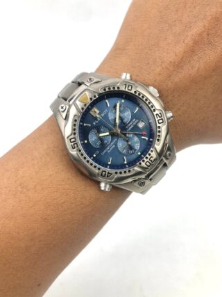 PLAYBOY TITANIUM ROUND BRACELET BLUE SUNBURST DIAL