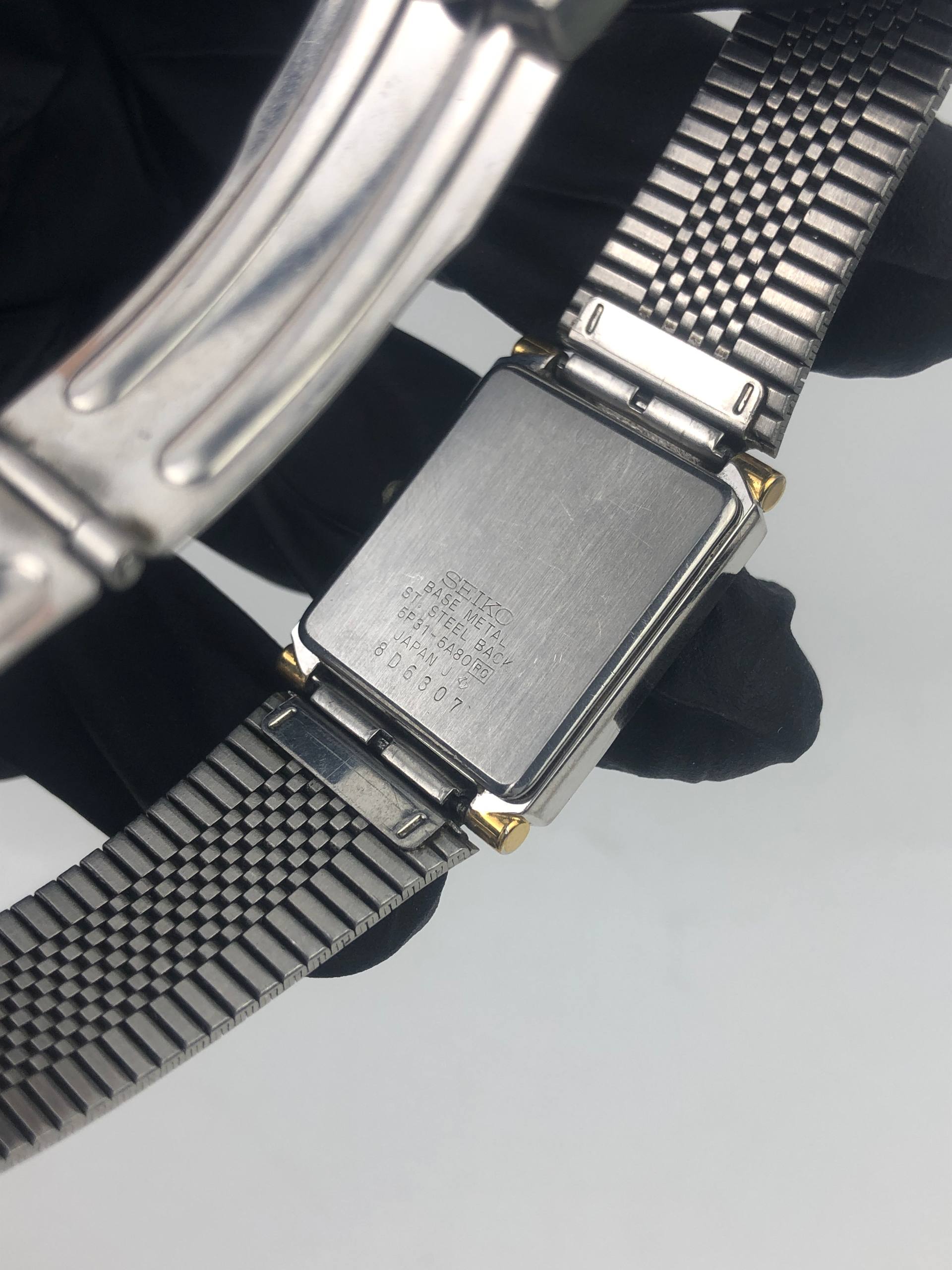 SEIKO QUARTZ 5P31-5A90 TANK TWO TONE JAPAN - Gambar 7