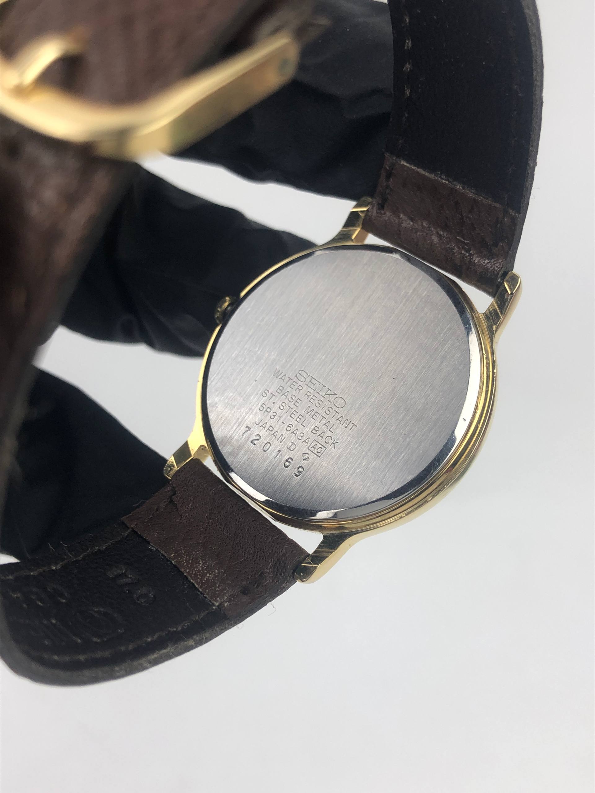 SEIKO QUARTZ 5P31-6N40 GOLD DIAL JAPAN - Gambar 7