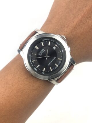 CITIZEN ECO DRIVE A-412 RADIO CONTROLLED JAPAN BLACK DIAL