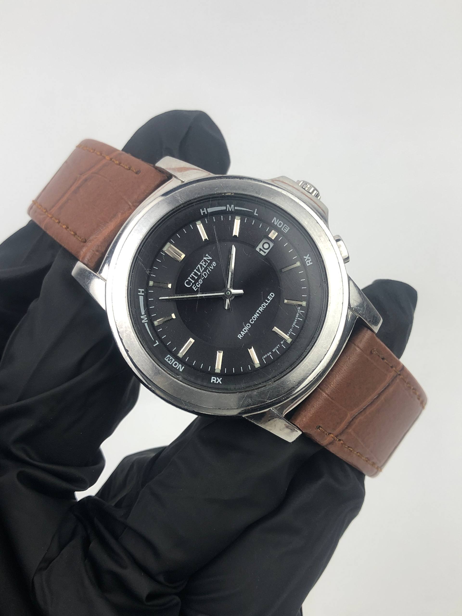 CITIZEN ECO DRIVE A-412 RADIO CONTROLLED JAPAN BLACK DIAL - Gambar 4