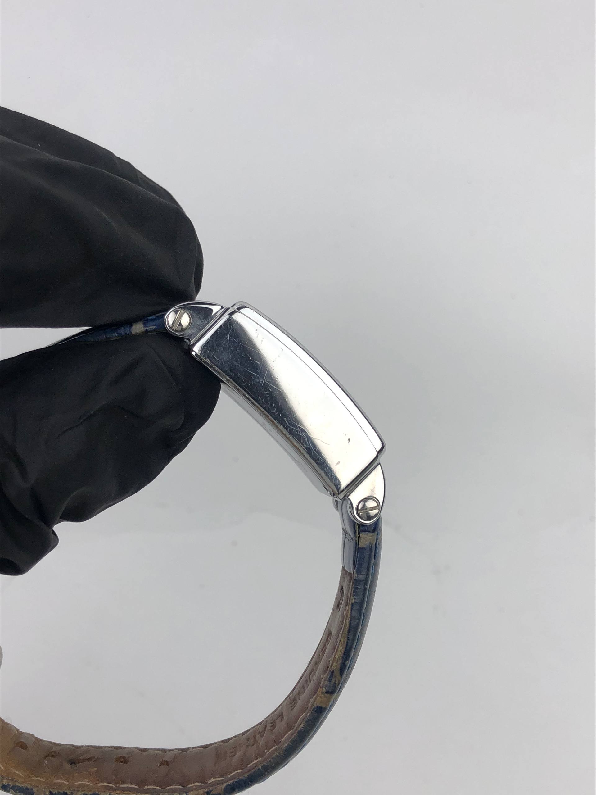 COGU ITALY SQUARE CHRONOGRAPH GUILOCHE DIAL BLUE ARABIC DATE - Gambar 6