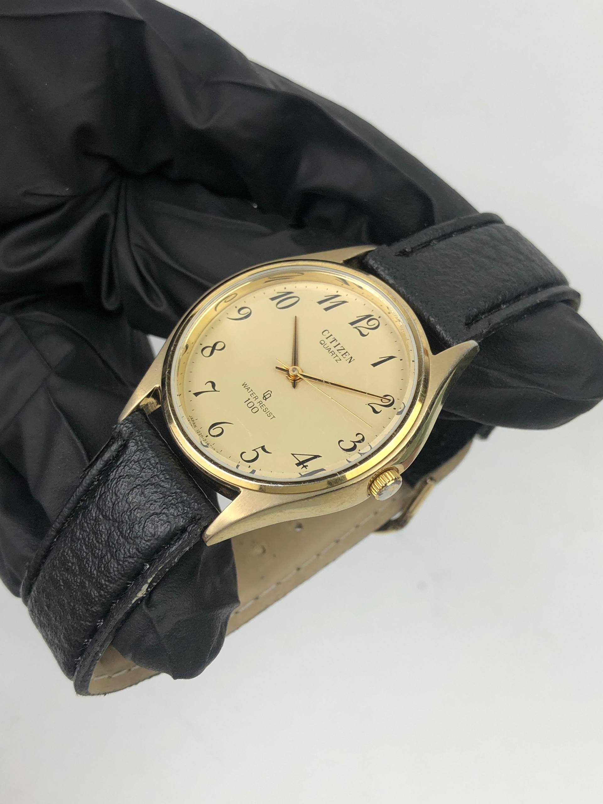 CITIZEN VINTAGE CHAMPAGNE DIAL BREGUET NUMERAL GOLD DRESS QUARTZ - Gambar 3