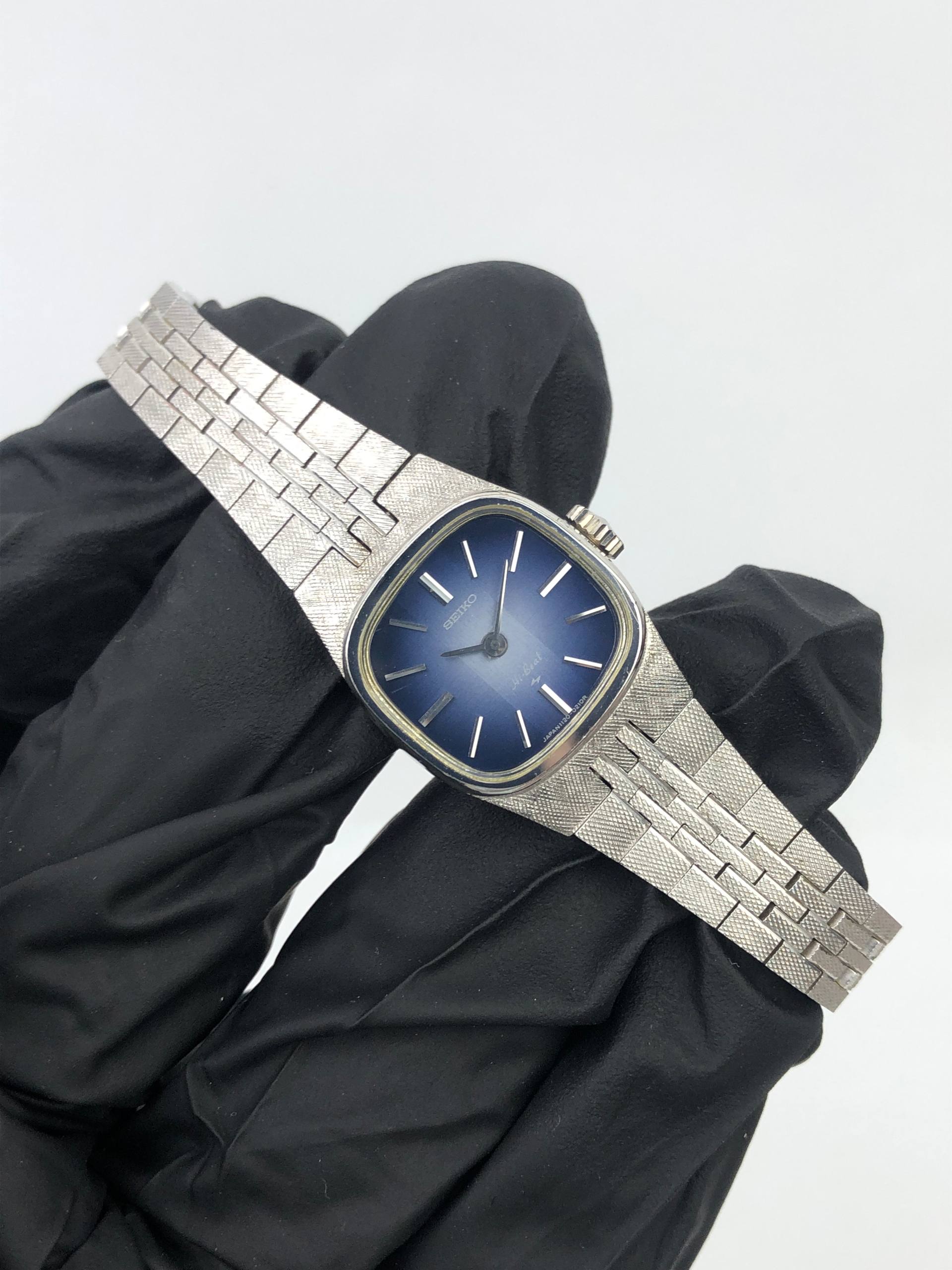 SEIKO MINI CUSHION BLUE SUNBURST DIAL INTEGRATED BRACELET JAPAN - Gambar 4