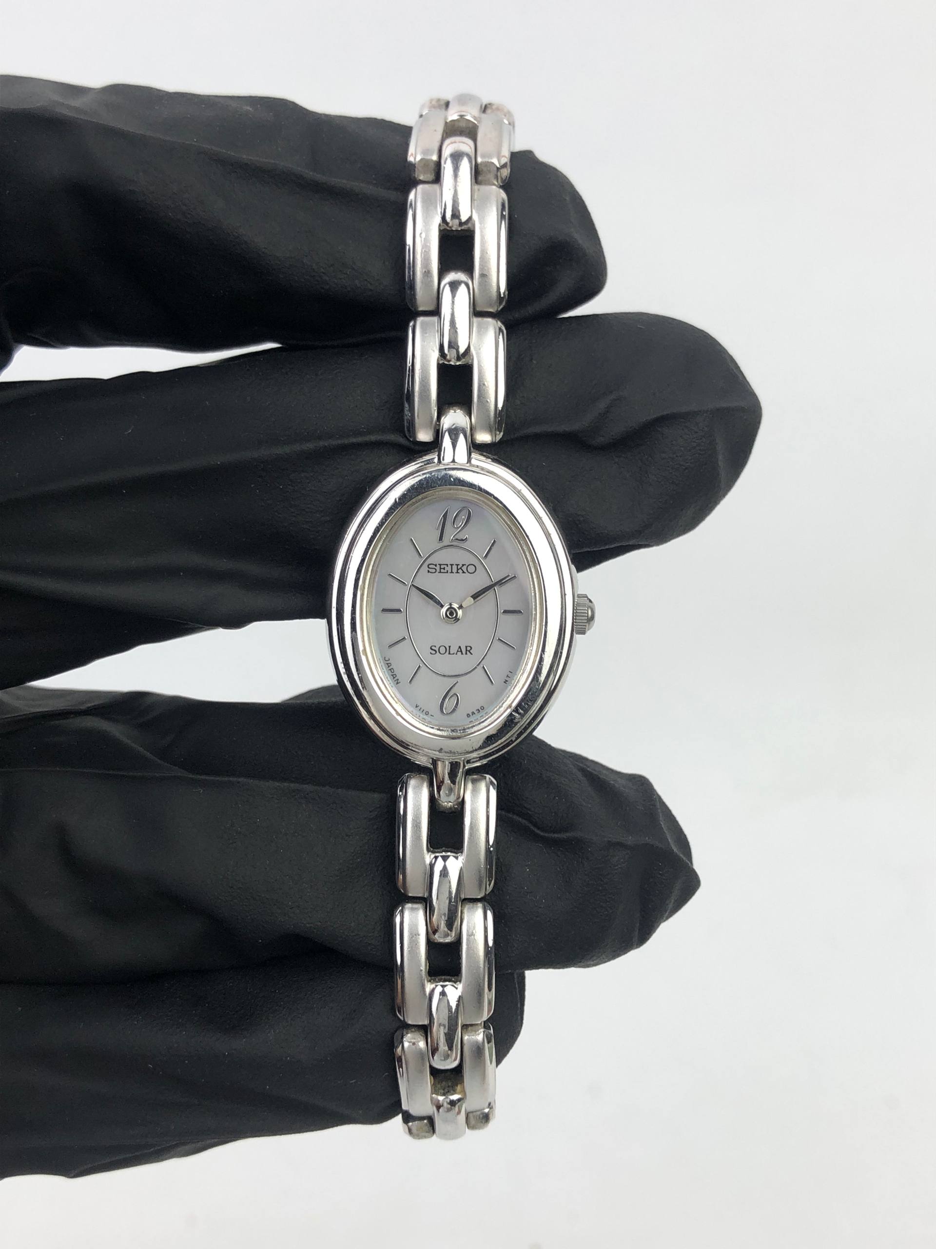 SEIKO SOLAR V110 MOTHER OF PEARL DIAL ORIGINAL BRACELET JAPAN LADIES - Gambar 2