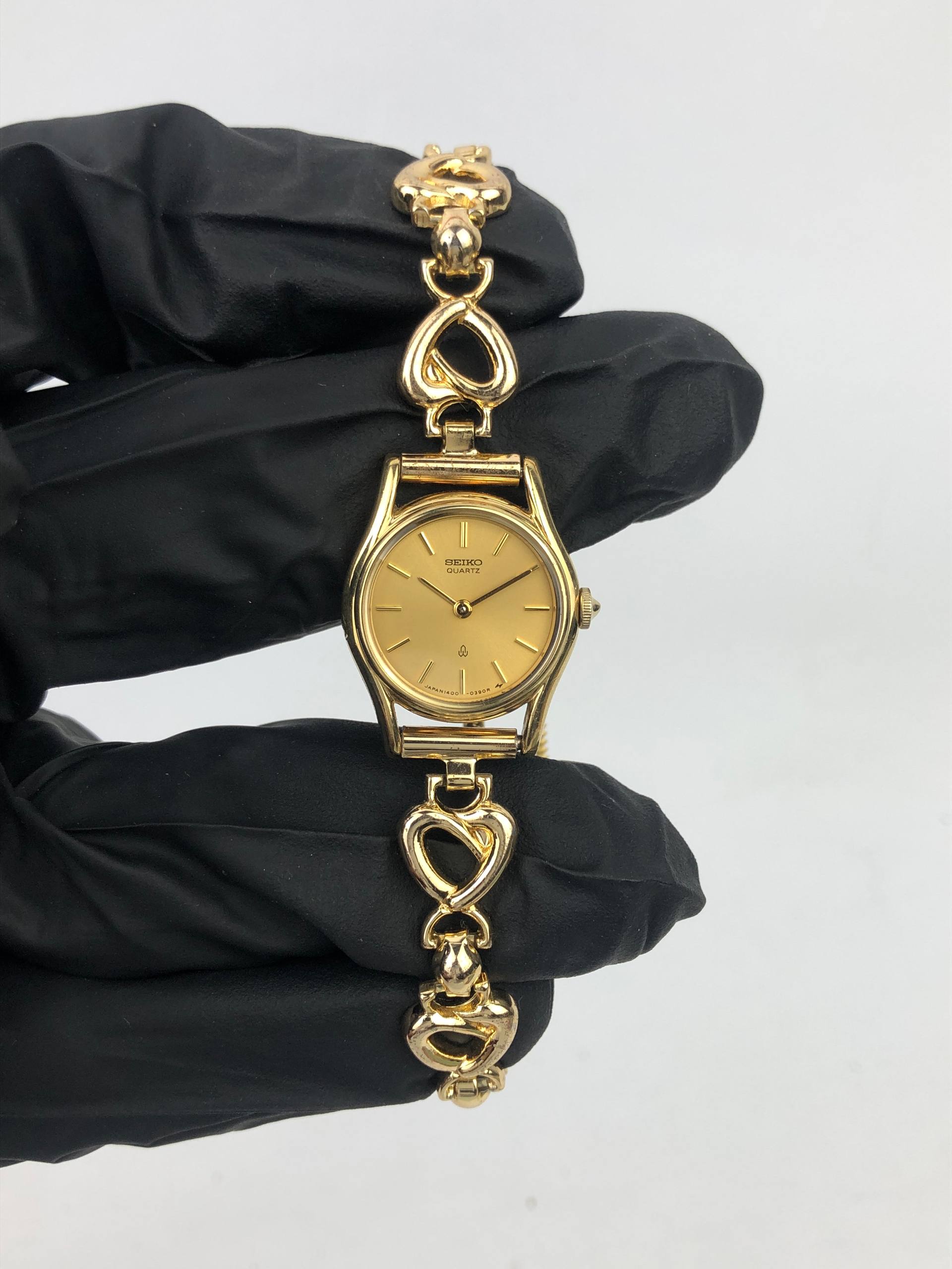 SEIKO 1400-002A JEWELRY BRACELET GOLD LADIES VINTAGE JAPAN - Gambar 2