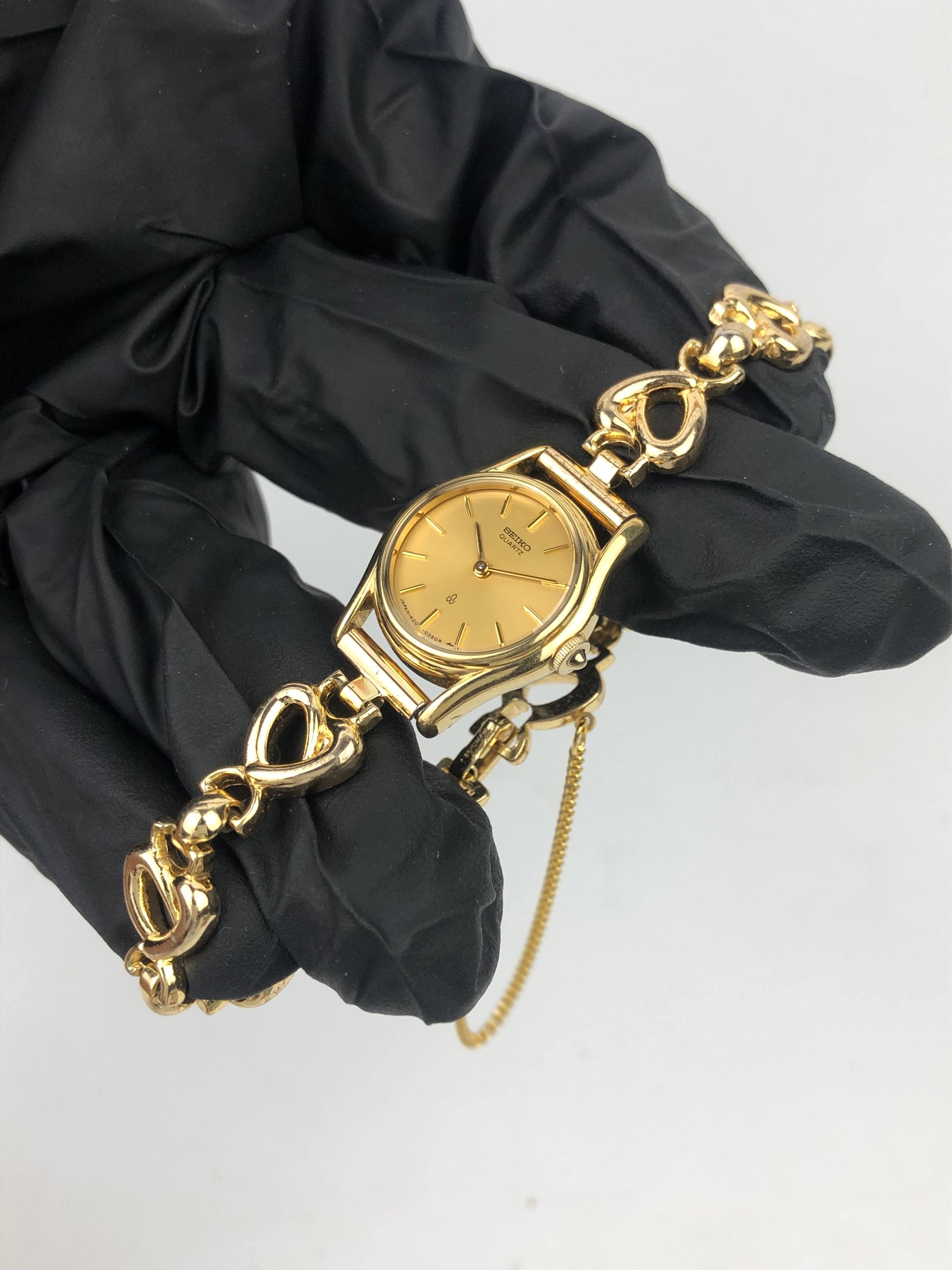 SEIKO 1400-002A JEWELRY BRACELET GOLD LADIES VINTAGE JAPAN - Gambar 4