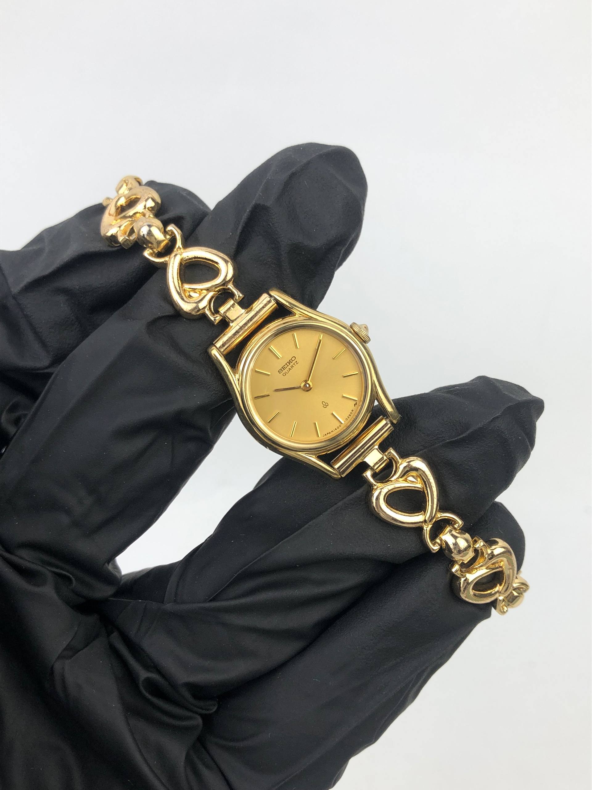 SEIKO 1400-002A JEWELRY BRACELET GOLD LADIES VINTAGE JAPAN - Gambar 3