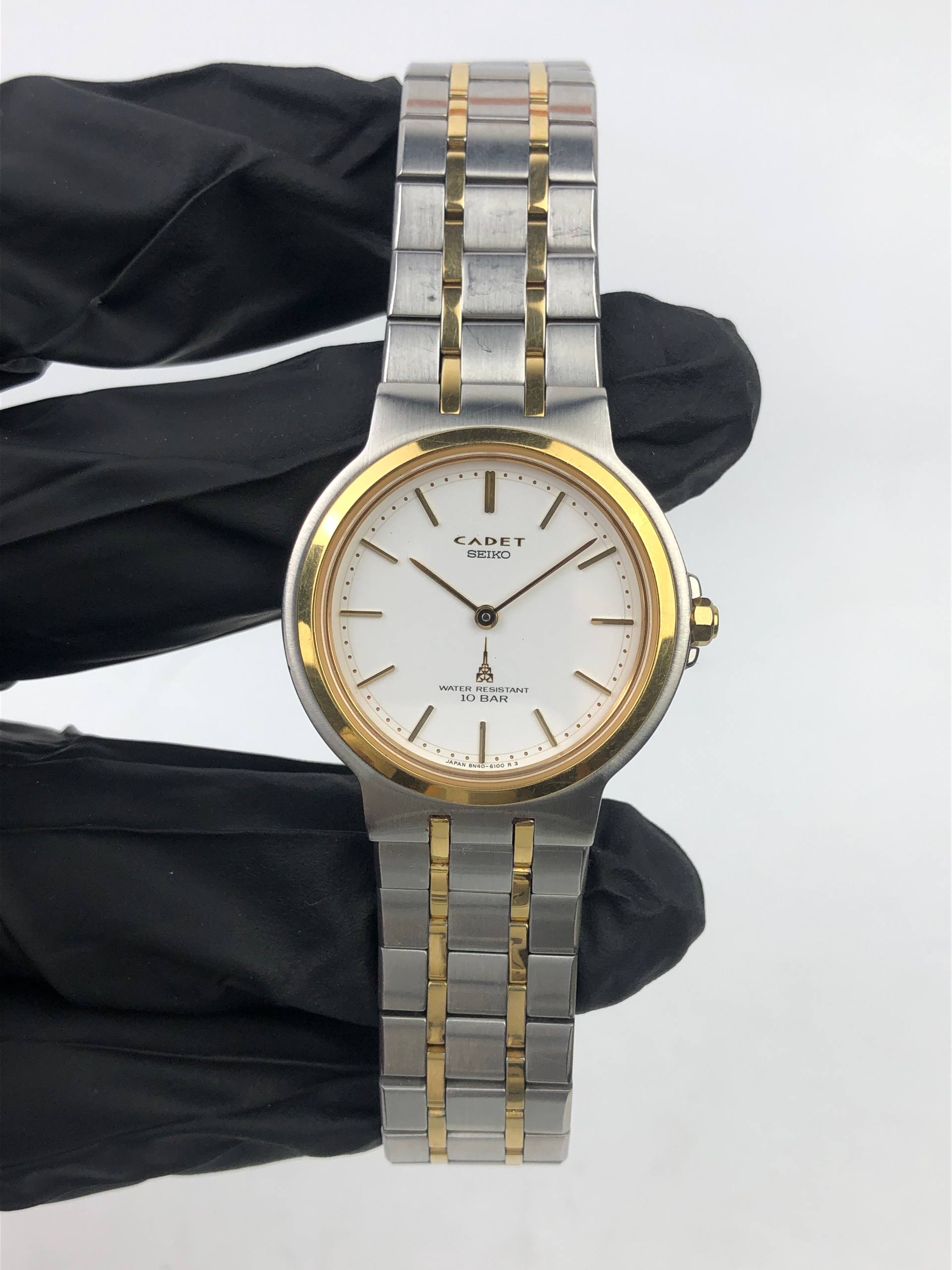 SEIKO CADET 8N40-6070 TWO TONE WHITE DIAL ORIGINAL JAPAN - Gambar 2