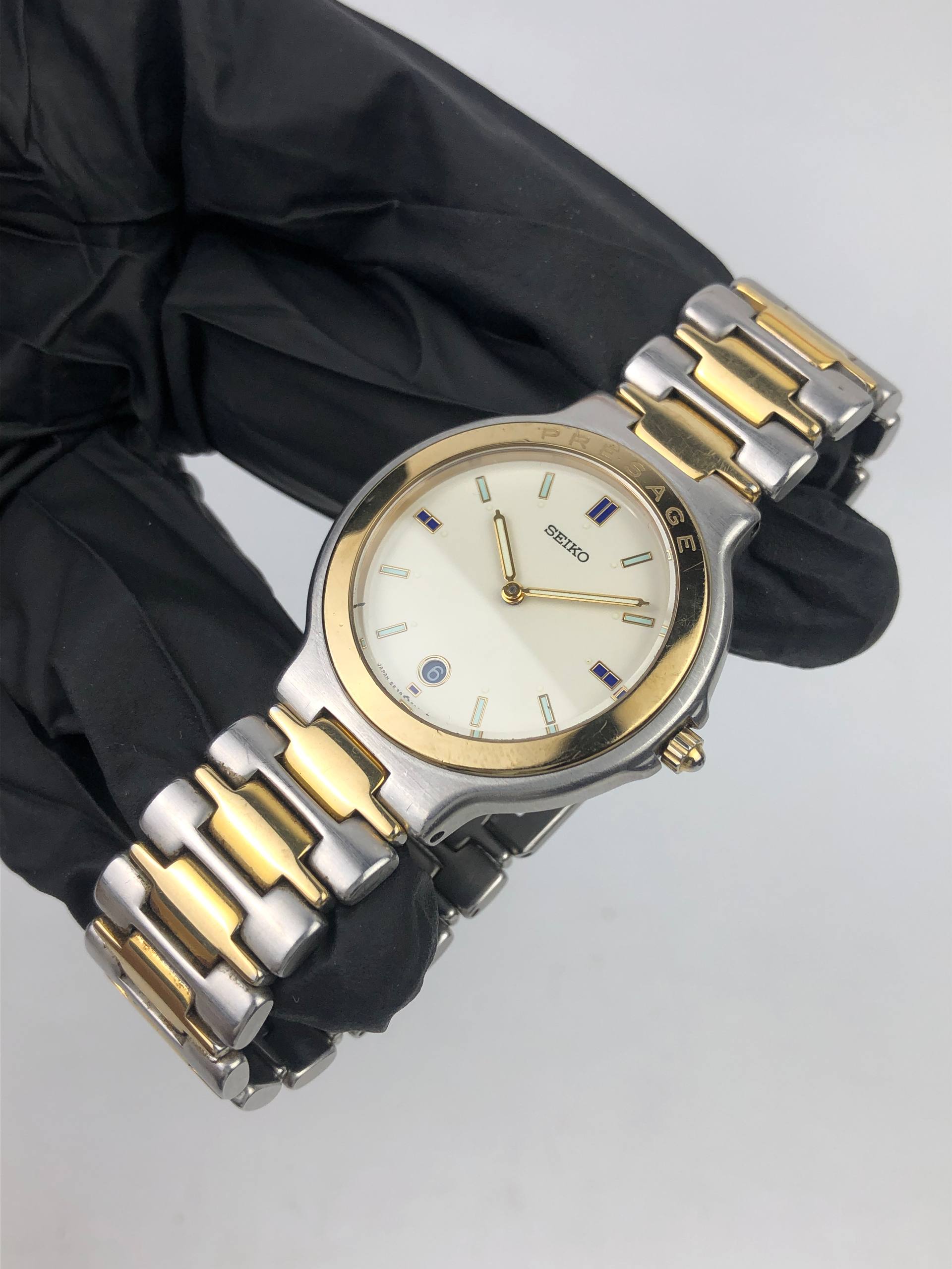 SEIKO PRESAGE 5E39-6A10 PEARL DIAL TWO TONE ORIGINAL JAPAN - Gambar 3