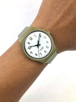 SWATCH GENT SWISS QUARTZ OLIVE GREEN MATTE WHITE DIAL