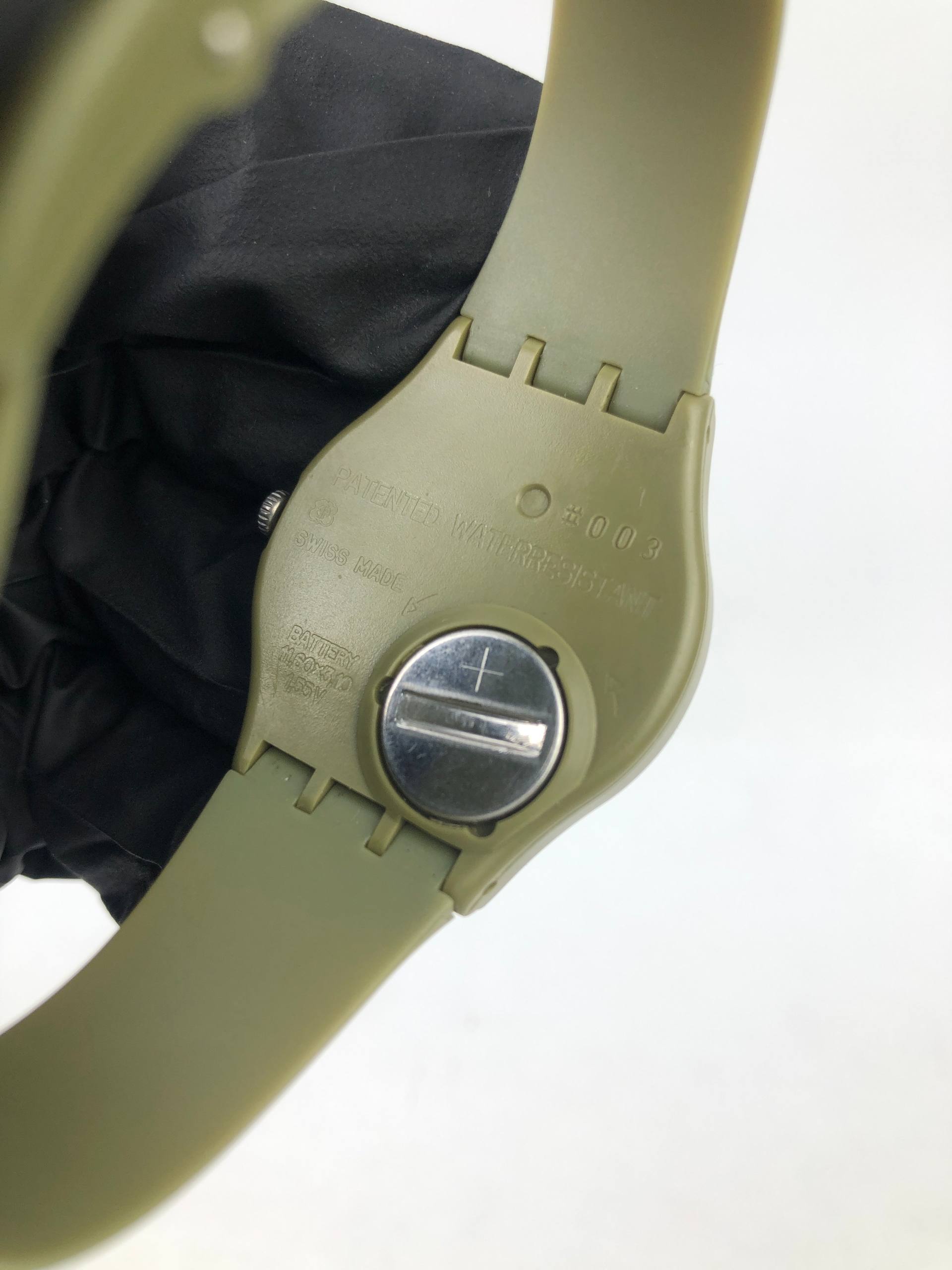 SWATCH GENT SWISS QUARTZ OLIVE GREEN MATTE WHITE DIAL - Gambar 7