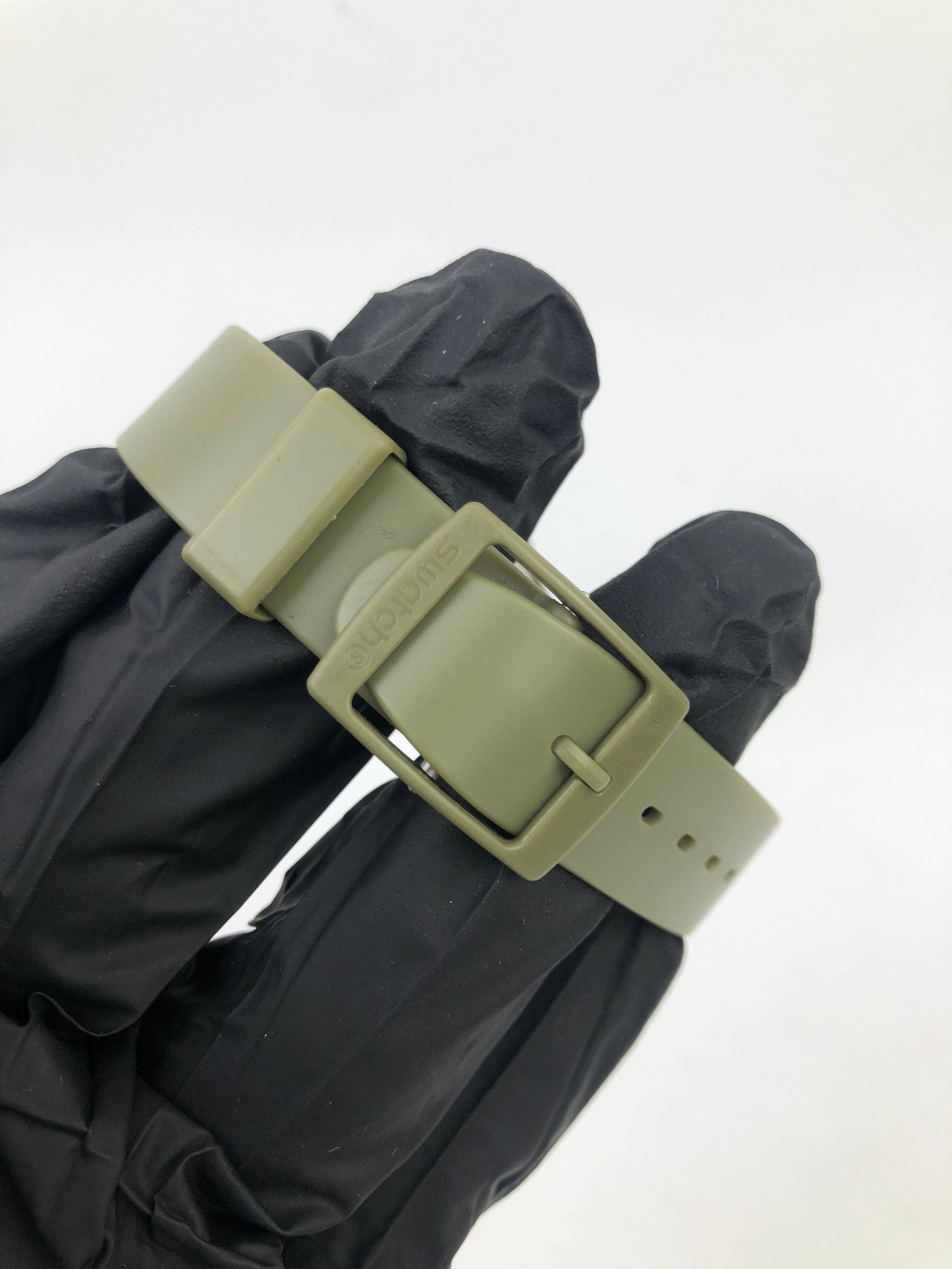 SWATCH GENT SWISS QUARTZ OLIVE GREEN MATTE WHITE DIAL - Gambar 8
