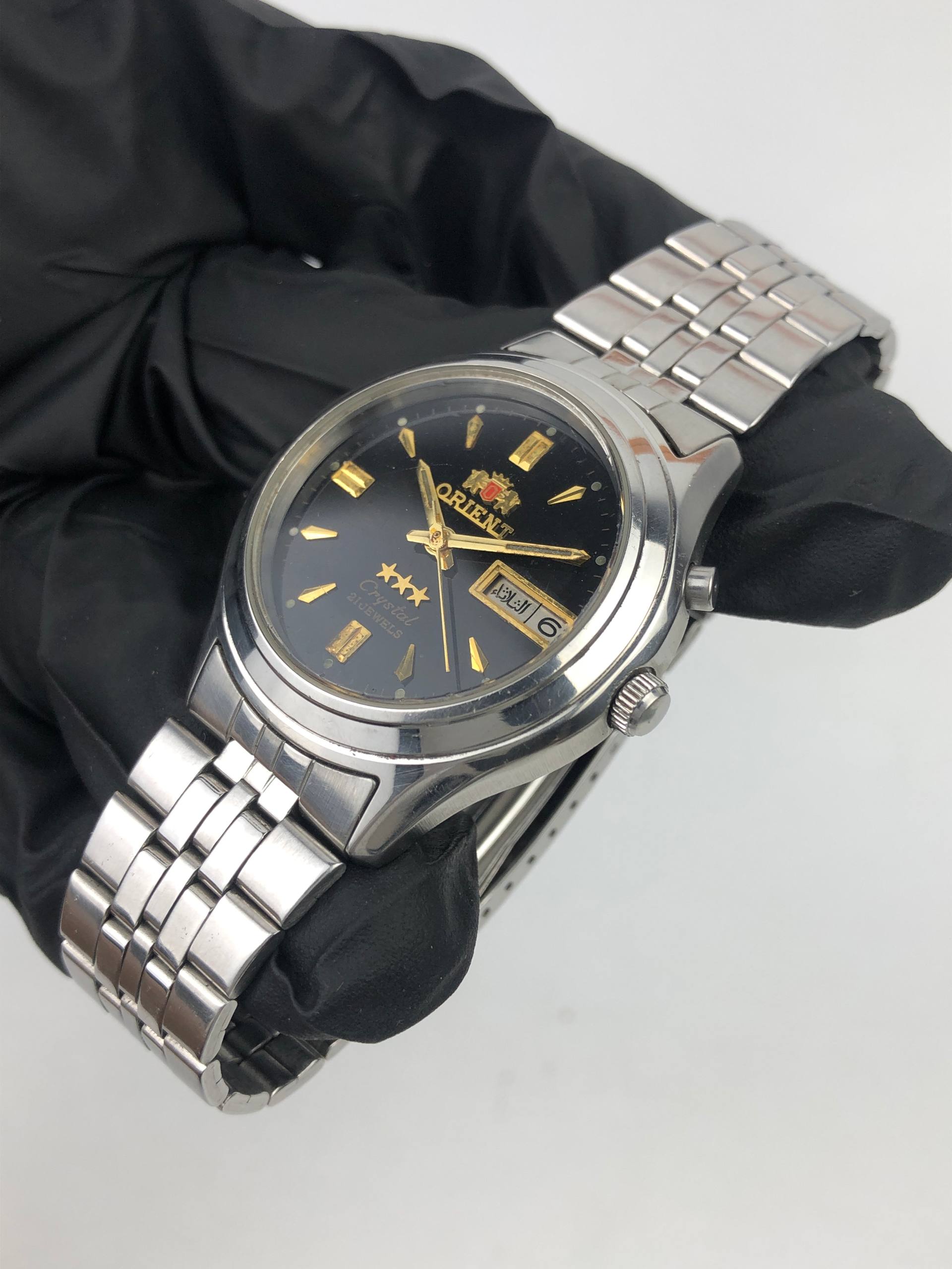 ORIENT CRYSTAL 21 JEWELS BLACK DIAL DAY DATE - Gambar 3