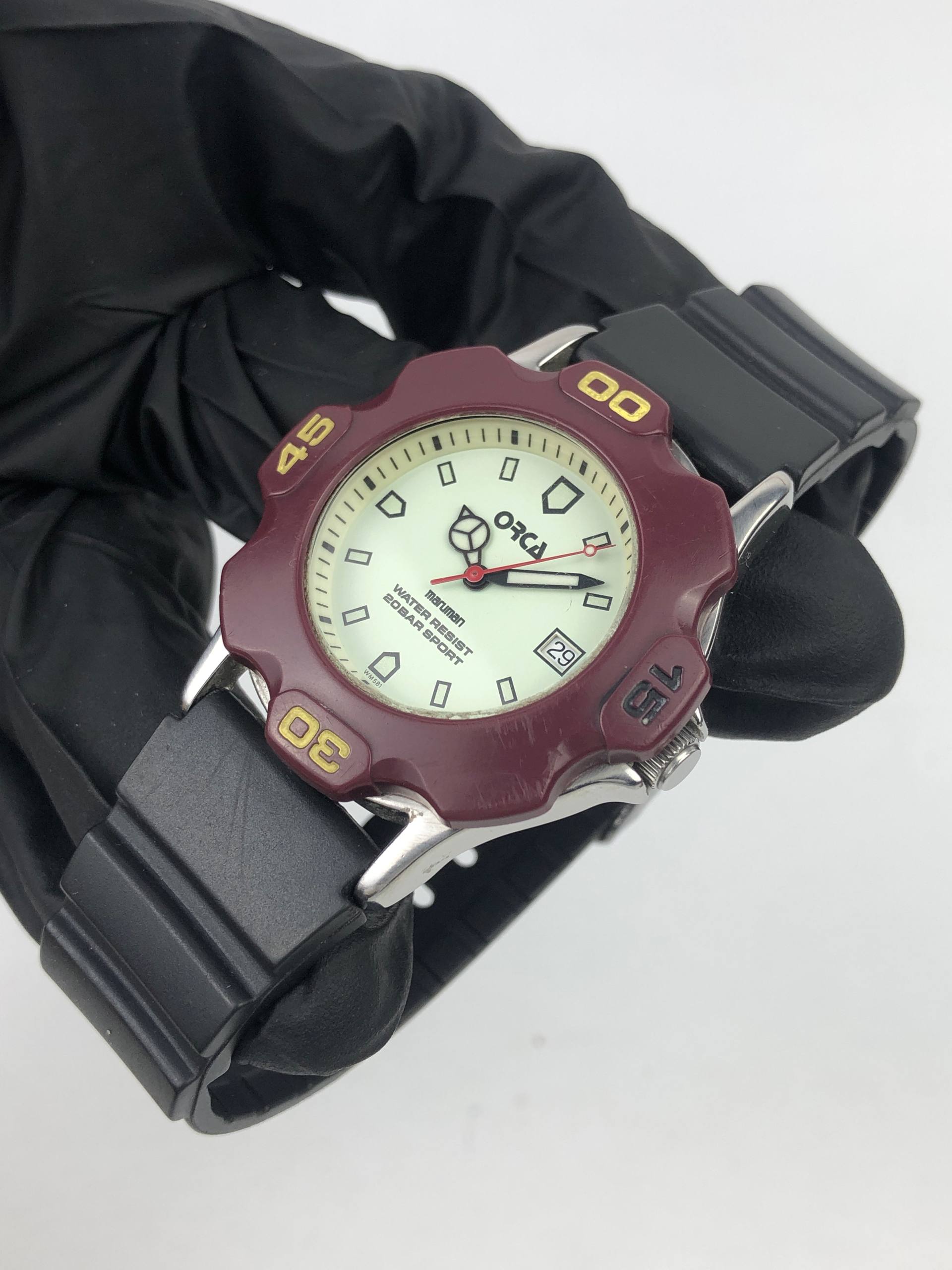 ORCA MARINER 200M WATER RESIST BURGUNDY DIVER - Gambar 3