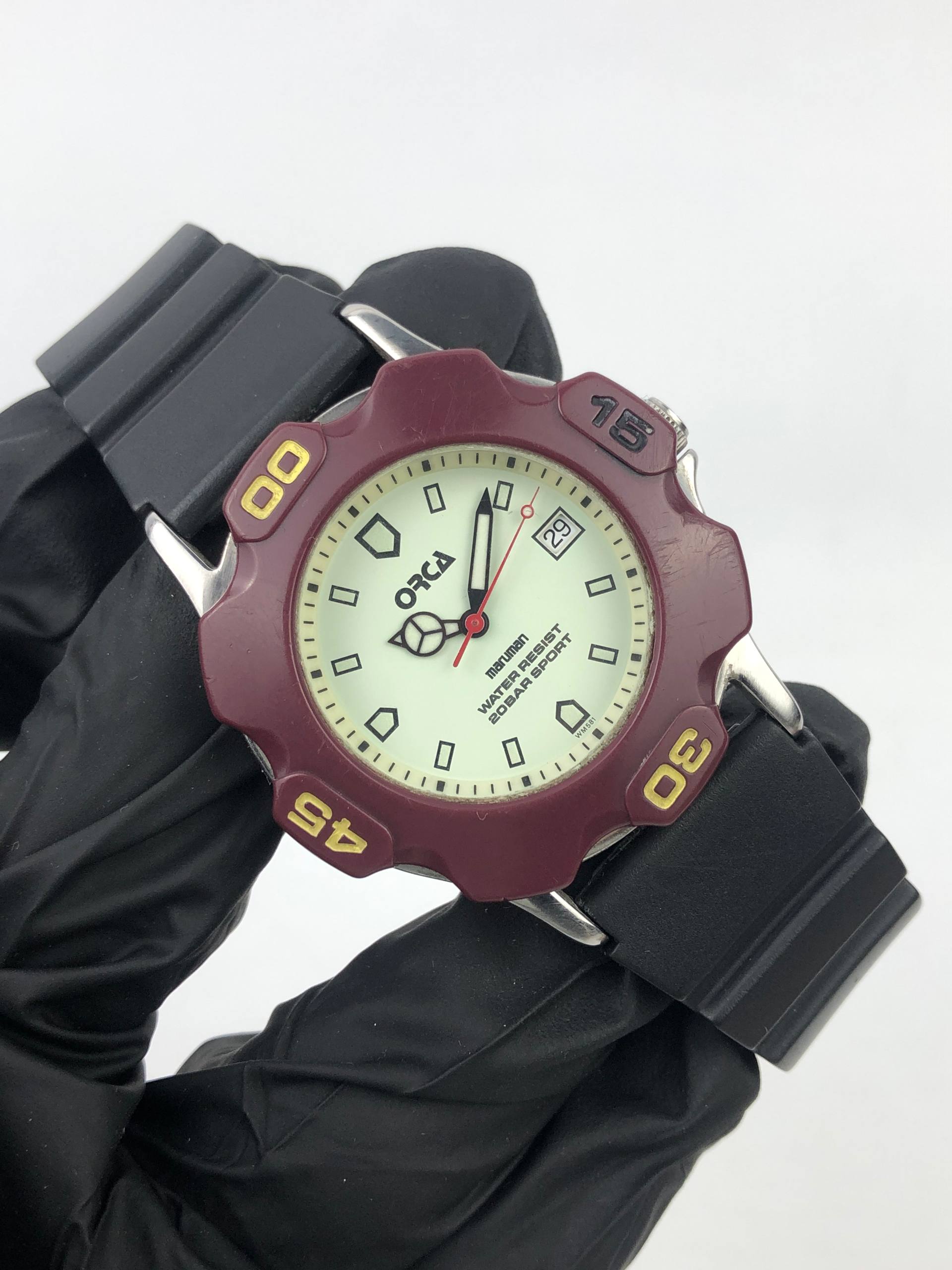 ORCA MARINER 200M WATER RESIST BURGUNDY DIVER - Gambar 4