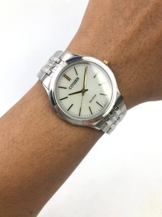 CITIZEN ECO-DRIVE WHITE DIAL GOLD ACCENT
