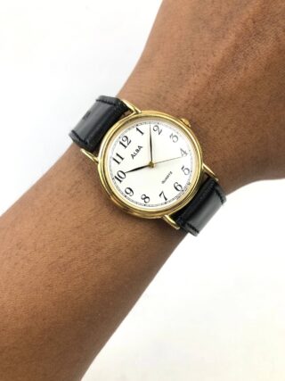 ALBA QUARTZ WHITE ARABIC DIAL GOLD DRESS WATCH VINTAGE JAPAN