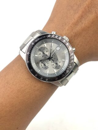 CITIZEN CHRONOGRAPH TACHYMETER WR100 QUARTZ SILVER DIAL STAINLESS STEEL JAPAN
