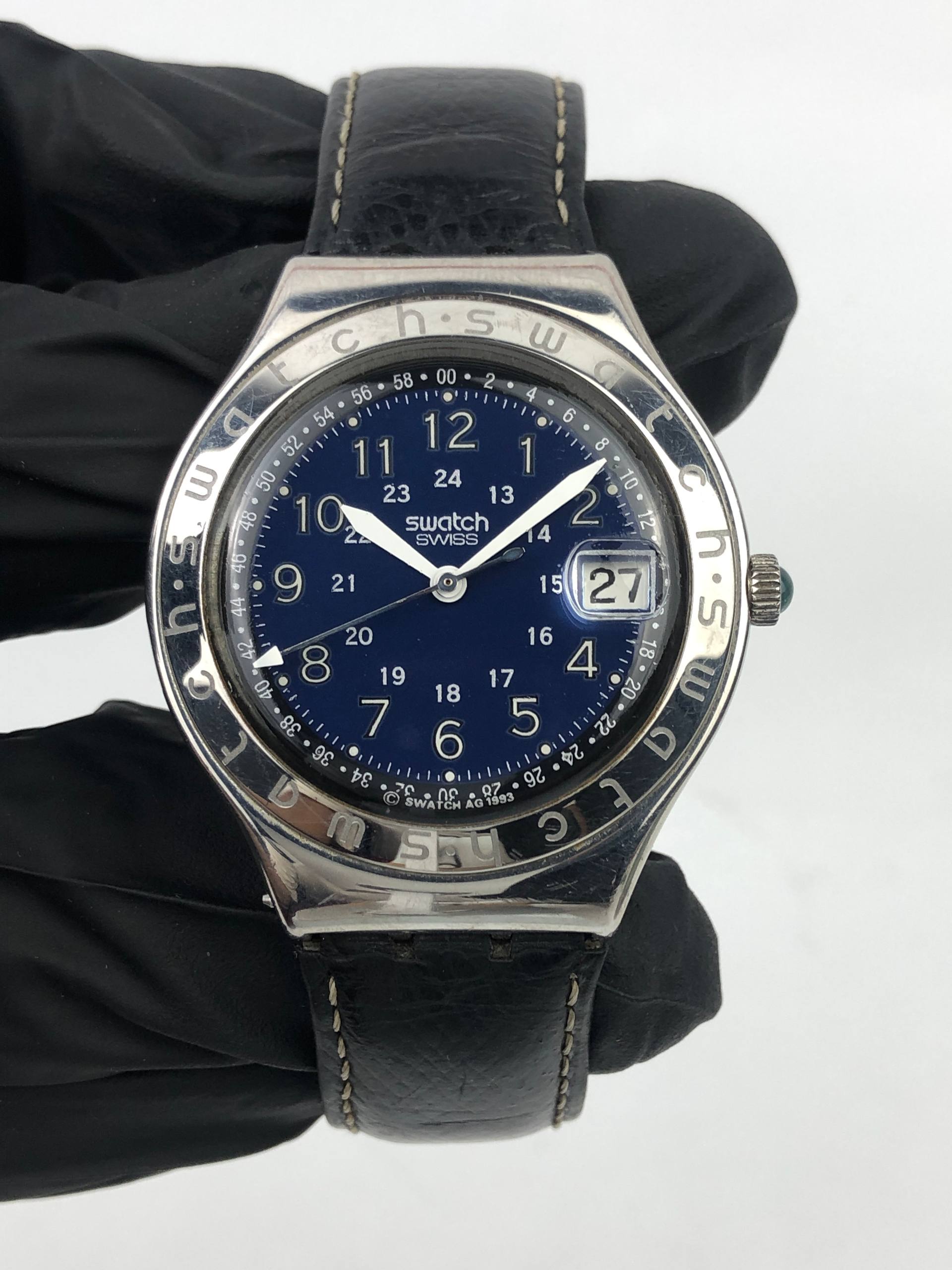 SWATCH IRONY BLUE DIAL BIG DATE QUARTZ FULL ORIGINAL SWISS MADE - Gambar 2
