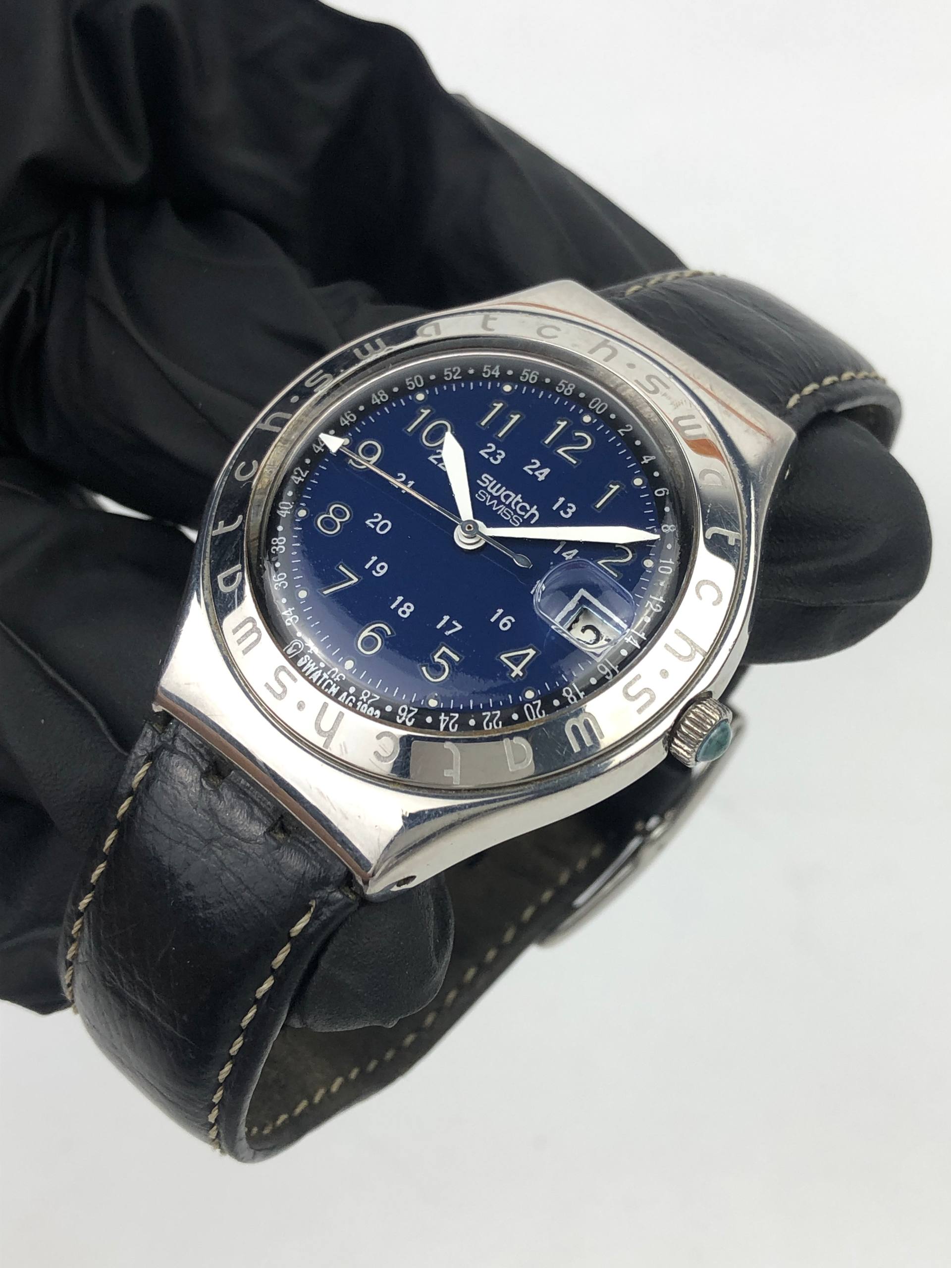 SWATCH IRONY BLUE DIAL BIG DATE QUARTZ FULL ORIGINAL SWISS MADE - Gambar 3