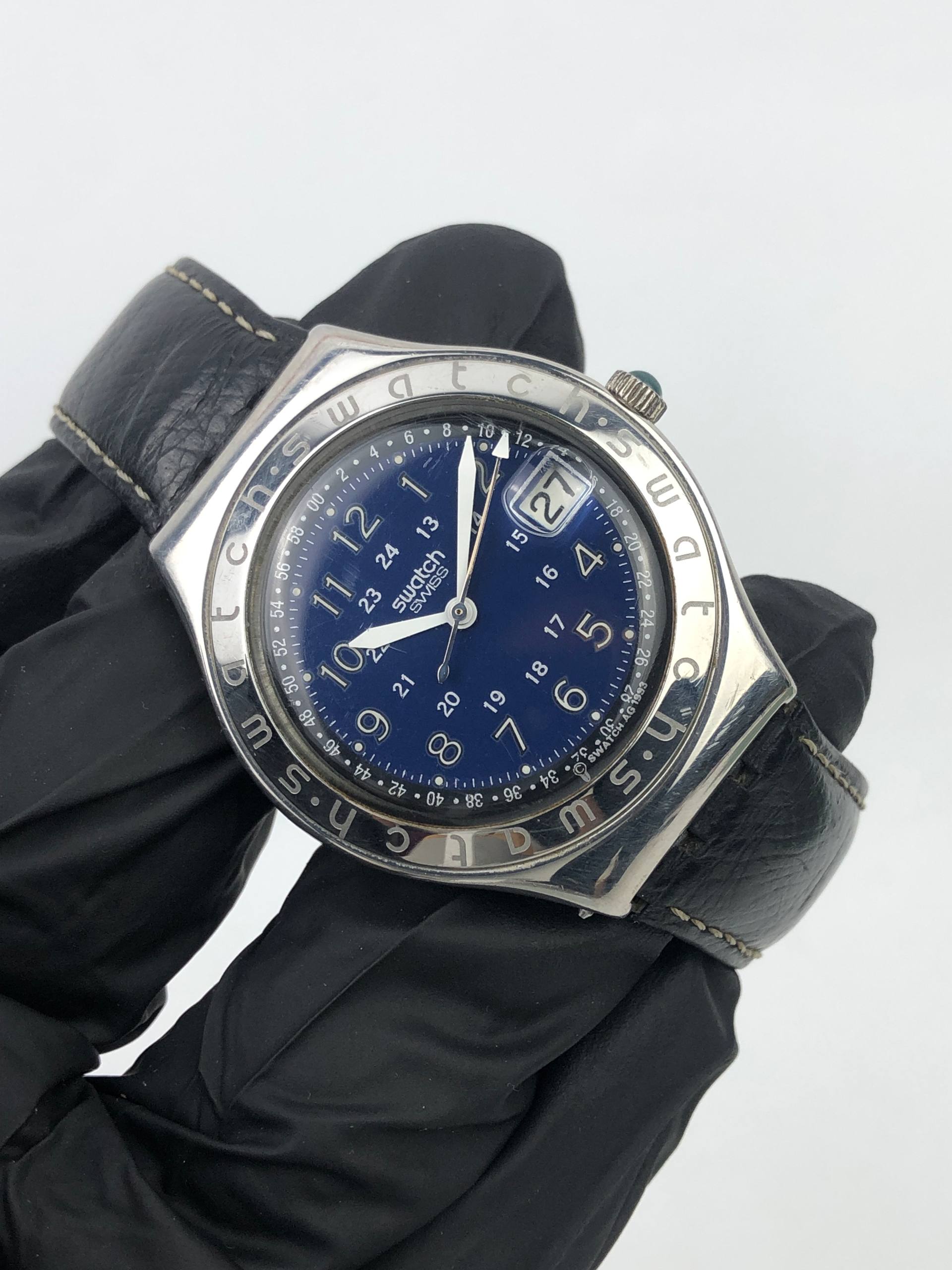 SWATCH IRONY BLUE DIAL BIG DATE QUARTZ FULL ORIGINAL SWISS MADE - Gambar 4