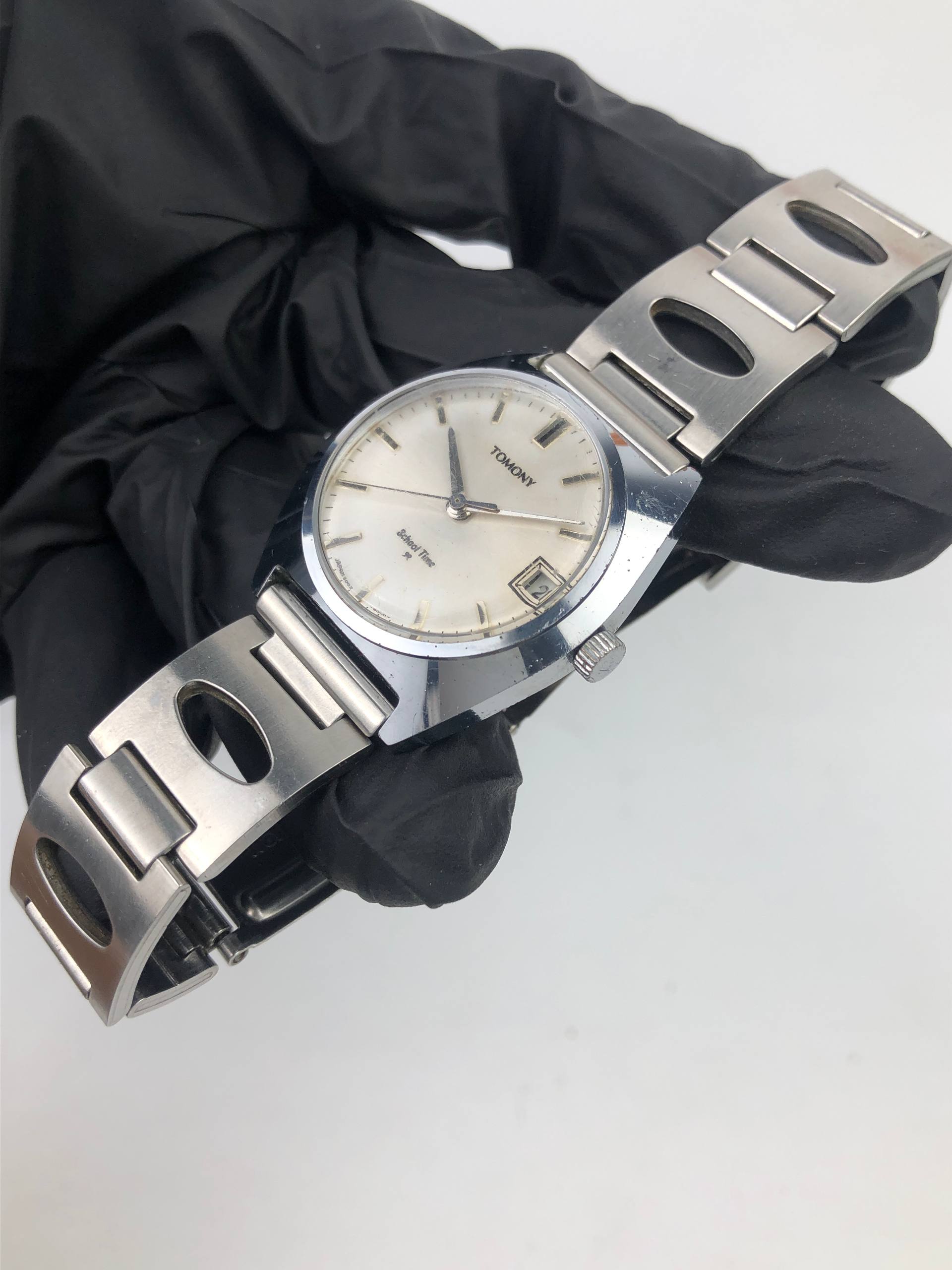 TOMONY SCHOOL TIME 5000-600 VINTAGE DAY DATE DRESS WATCH ORIGINAL JAPAN - Gambar 3