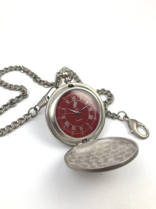 USPA U.S. POLO ASSN QUARTZ POCKET WATCH HUNTER CASE RED DIAL ORIGINAL