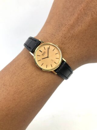 SEIKO QUARTZ GOLD-TONE CHAMPAGNE DIAL JAPAN DRESS WATCH