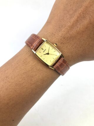 SEIKO CAL 1F21 QUARTZ LADY TANK GOLD CHAMPAGNE TEXTURE DIAL