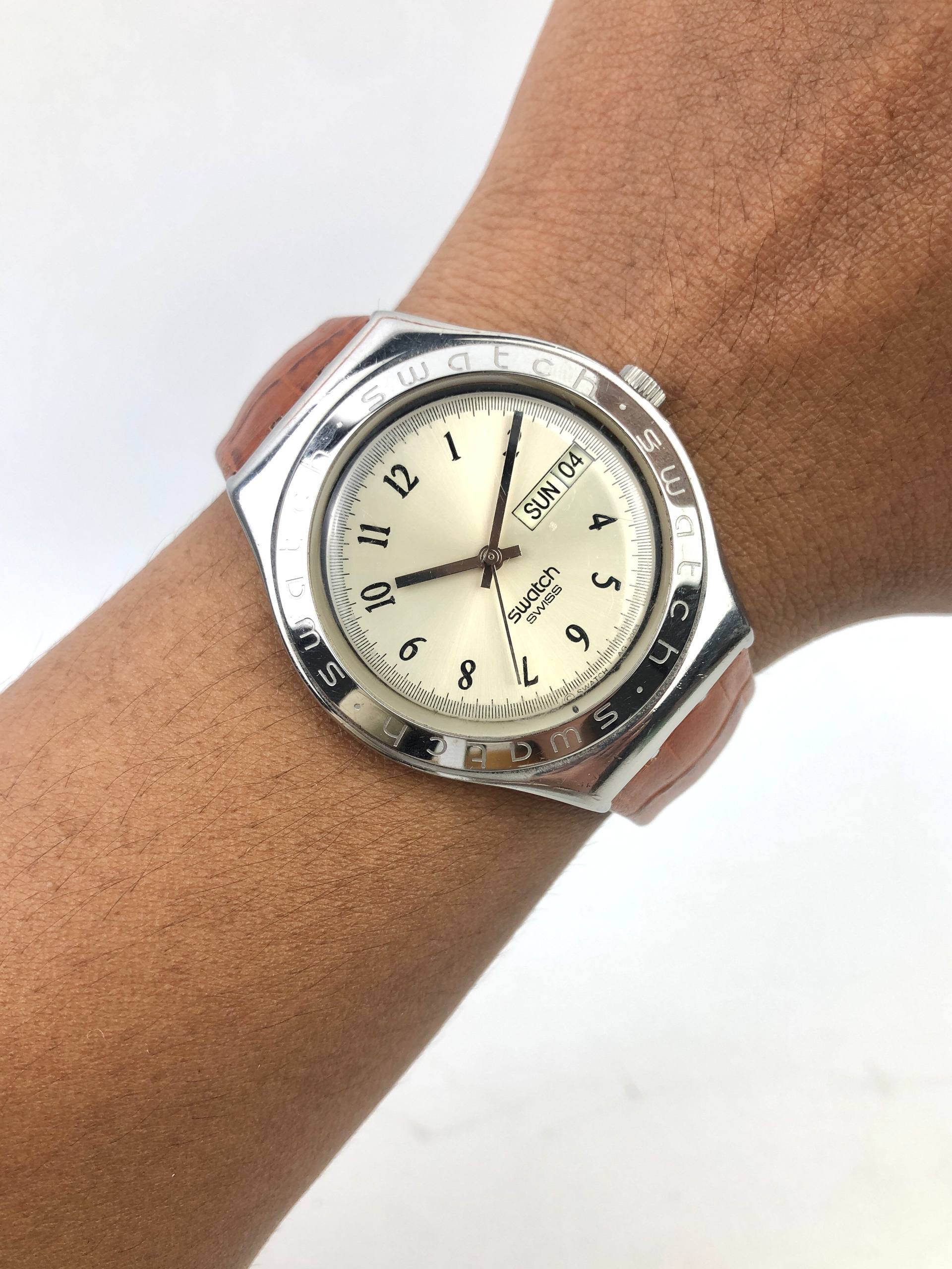 SWATCH SWISS IRONY DAYDATE LEATHER STRAP ALL ORIGINAL