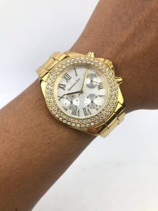 GLAMOUROUS ROSE BIG WATCH LADY FULL GOLD SUB DIAL