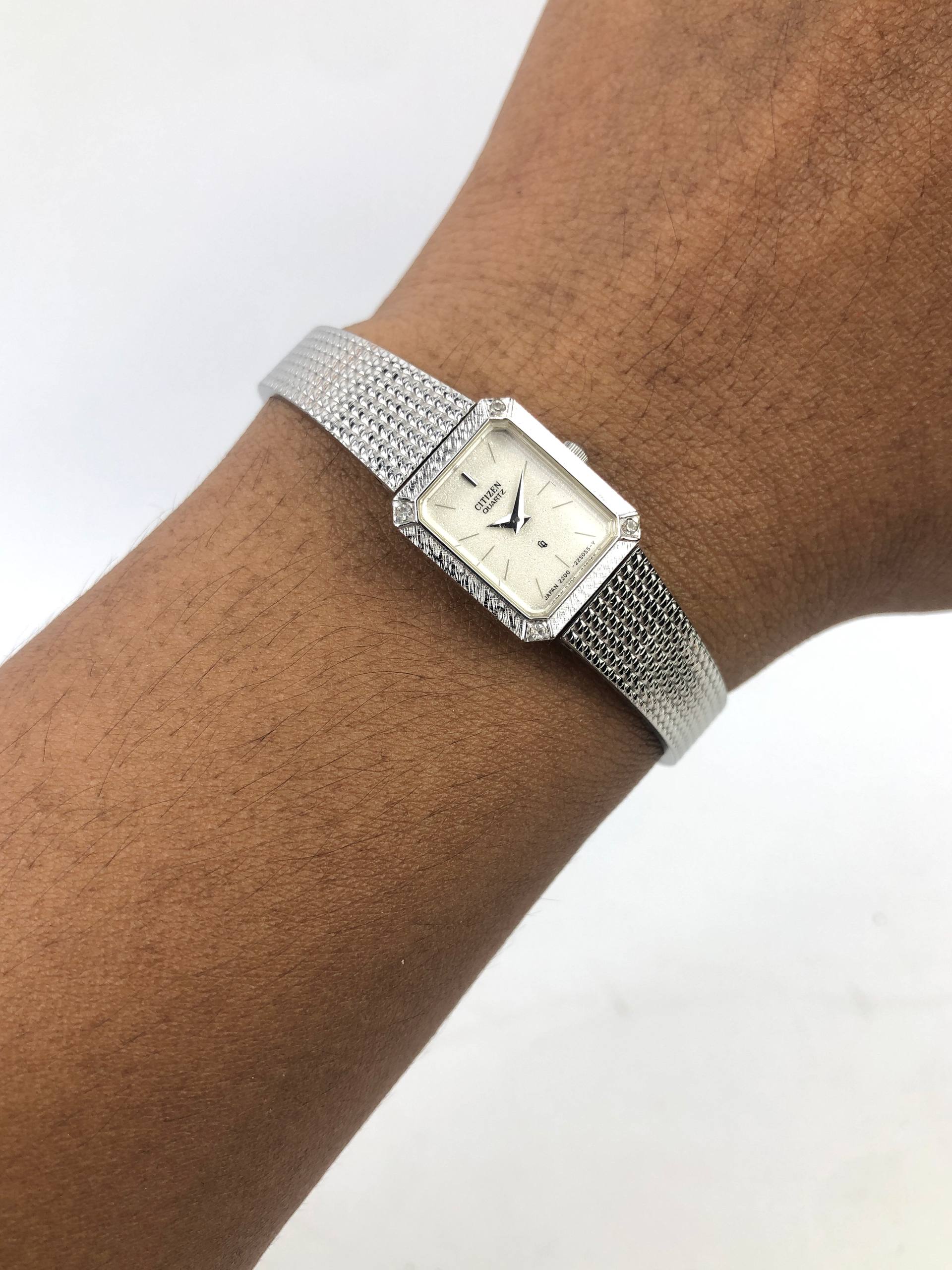CITIZEN CRYSTON QUARTZ TANK DIAMOND BEZEL ALL ORIGINAL